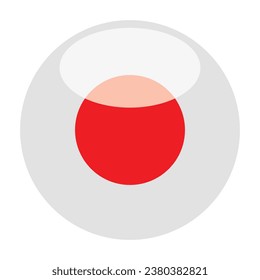 The flag of Japan. Button flag icon. Standard color. Circle icon flag. 3d illustration. Computer illustration. Digital illustration. Vector illustration.