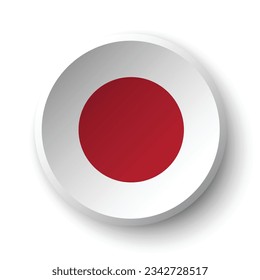 The flag of Japan. Circle icon flag. Button flag icon. Standard color. 3d illustration. Computer illustration. Digital illustration. Vector illustration.