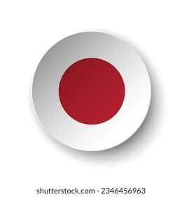 Die Flagge Japans. Circle Icon Flag. Button-Flag-Symbol. Standardfarbe. 3D-Abbildung. Computergrafik. Digitale Illustration. Vektorgrafik.