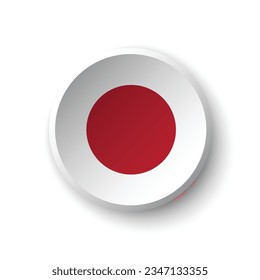 The flag of Japan. Circle icon flag. Button flag icon. Standard color. 3d illustration. Computer illustration. Digital illustration. Vector illustration.