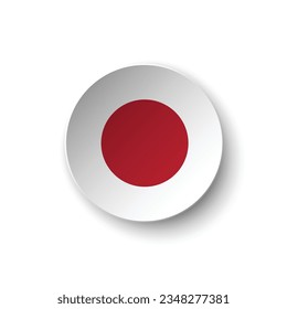 The flag of Japan. Circle icon flag. Button flag icon. Standard color. 3d illustration. Computer illustration. Digital illustration. Vector illustration.
