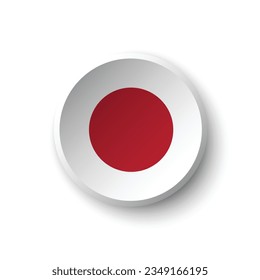 The flag of Japan. Circle icon flag. Button flag icon. Standard color. 3d illustration. Computer illustration. Digital illustration. Vector illustration.