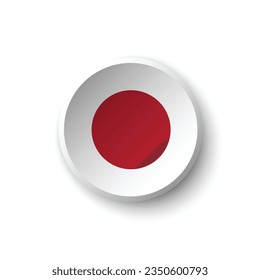The flag of Japan. Circle icon flag. Button flag icon. Standard color. 3d illustration. Computer illustration. Digital illustration. Vector illustration.