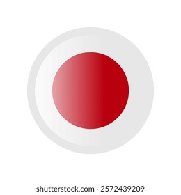 The flag of japan . Circle icon flag. Button flag icon. Standard color. 3d illustration. glossy circle badge	