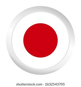 Flag of Japan. Circle flag icon logo. Round flag. Flag icon. Standard color. Digital illustration. Vector illustration.
