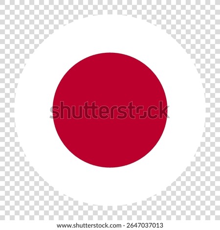 Flag of Japan. Japan circle flag logo icon computer vector illustration design. Transparent checkerboard background.