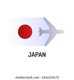 Flag of Japan color line icon. State consists of 50 states. Airline network. International flights. Popular tourist destination. Pictogram for web page, mobile app, promo. Editable stroke