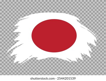 Flag of Japan with distressed paint stroke brush effect on isolated background