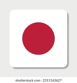 Flag of Japan flat icon. Square vector element with shadow underneath.