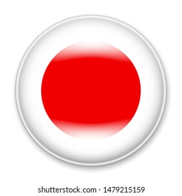 Flag of Japan in the form of a round button with a light glare and a shadow. The symbol of Independence Day, a souvenir, a button for switching the language on the site, an icon.