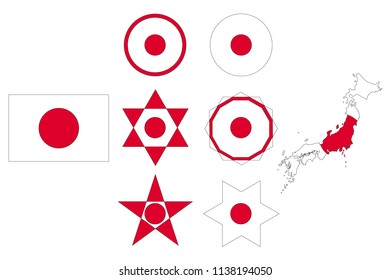 flag of Japan, geometric figures from the colors of the flag of Japan