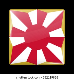 Flag of Japan. Glassy Icon Square Shape. This is File from the Collection Flags of Asia