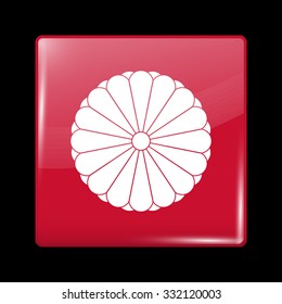 Flag of Japan. Glassy Icon Square Shape. This is File from the Collection Flags of Asia