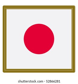 Flag of Japan with gold frame