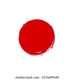 Flag of Japan with grunge circle stamp background brush. Japanese paint circle vector round texture shape illustration