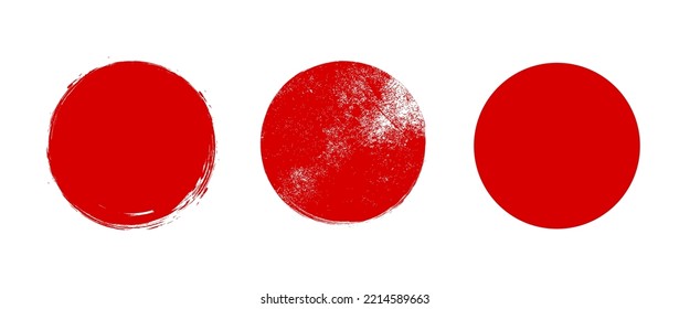 Flag of Japan with grunge circle stamp background brush. Japanese paint circle vector round texture shape illustration