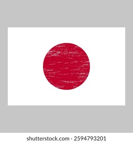 Flag of Japan with grunge texture, national symbol