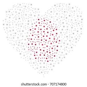 Flag of Japan in heart formation made of suns