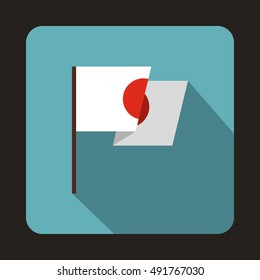 Flag of Japan icon in flat style on a baby blue background