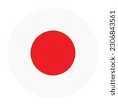 The flag of Japan. Flag icon. Standard color. Round flag. Computer illustration. Digital illustration. Vector illustration.