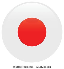 The flag of Japan. Flag icon. Standard color. Round flag. 3d illustration. Computer illustration. Digital illustration. Vector illustration.