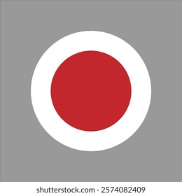 The flag of Japan. Flag icon. Standard color. Round flag. Computer illustration. Digital illustration. Vector illustration. background gray