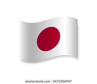 Flag of Japan icon. Wavy vector element with shadow. Best for mobile apps, UI and web design.