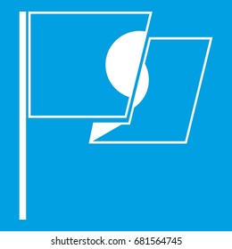 Flag of Japan icon white isolated on blue background vector illustration
