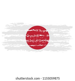 Flag of Japan the illustration vector on a white background, brush stroke Design Elements