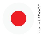 Flag of Japan. Japanese flag icon. Standard color. Round flag. Computer illustration. Digital illustration. Vector illustration.