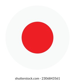 Flag of Japan. Japanese flag icon. Standard color. Round flag. Computer illustration. Digital illustration. Vector illustration.