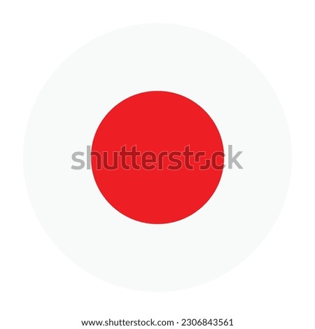 Flag of Japan. Japanese flag icon. Standard color. Round flag. Computer illustration. Digital illustration. Vector illustration.