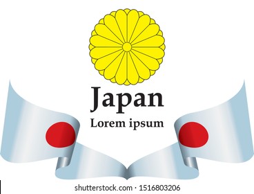 Flag of Japan, Land of the Rising Sun. Template for award design, an official document with the flag of Japan. Bright, colorful vector illustration for graphic and web design.