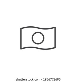 Flag of Japan line icon. linear style sign for mobile concept and web design. Japanese flag outline vector icon. Symbol, logo illustration. Vector graphics