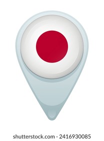 Flag of Japan. Location pin. Vector.