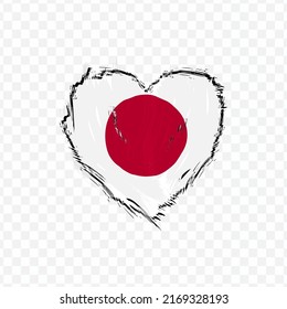 Flag Of Japan in love texture brush  with transparent background, vector illustration in eps file