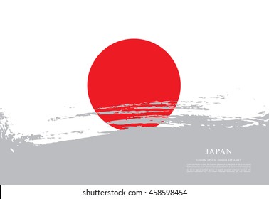 Flag of Japan made in brush stroke background
