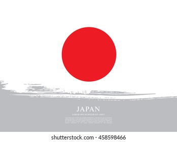 Flag of Japan made in brush stroke background