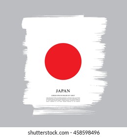 Flag of Japan made in brush stroke background
