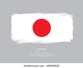 Flag of Japan made in brush stroke background