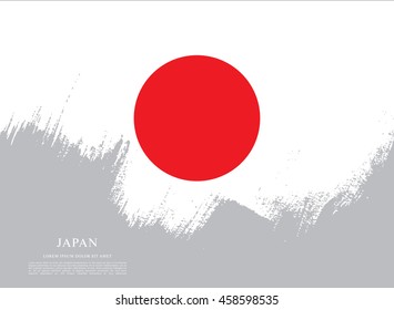Flag of Japan made in brush stroke background