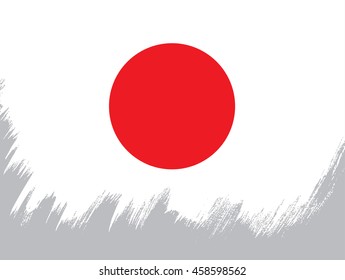 Flag of Japan made in brush stroke background