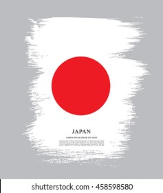 Flag of Japan made in brush stroke background