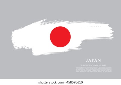 Flag of Japan made in brush stroke background