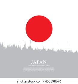 Flag of Japan made in brush stroke background