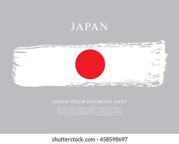 Flag of Japan made in brush stroke background