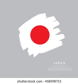 Flag of Japan made in brush stroke background