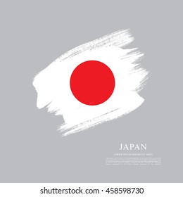 Flag of Japan made in brush stroke background