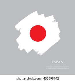 Flag of Japan made in brush stroke background