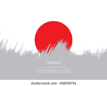 Flag of Japan made in brush stroke background